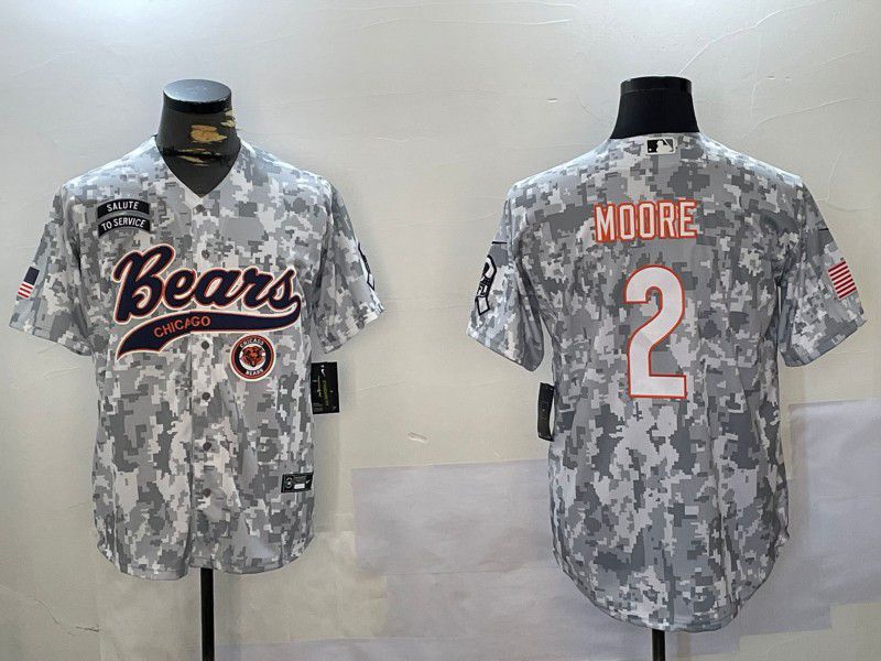 Men Chicago Bears #2 Moore Nike Arctic Camo 2024 Salute to Service Limited NFL Jersey style 3